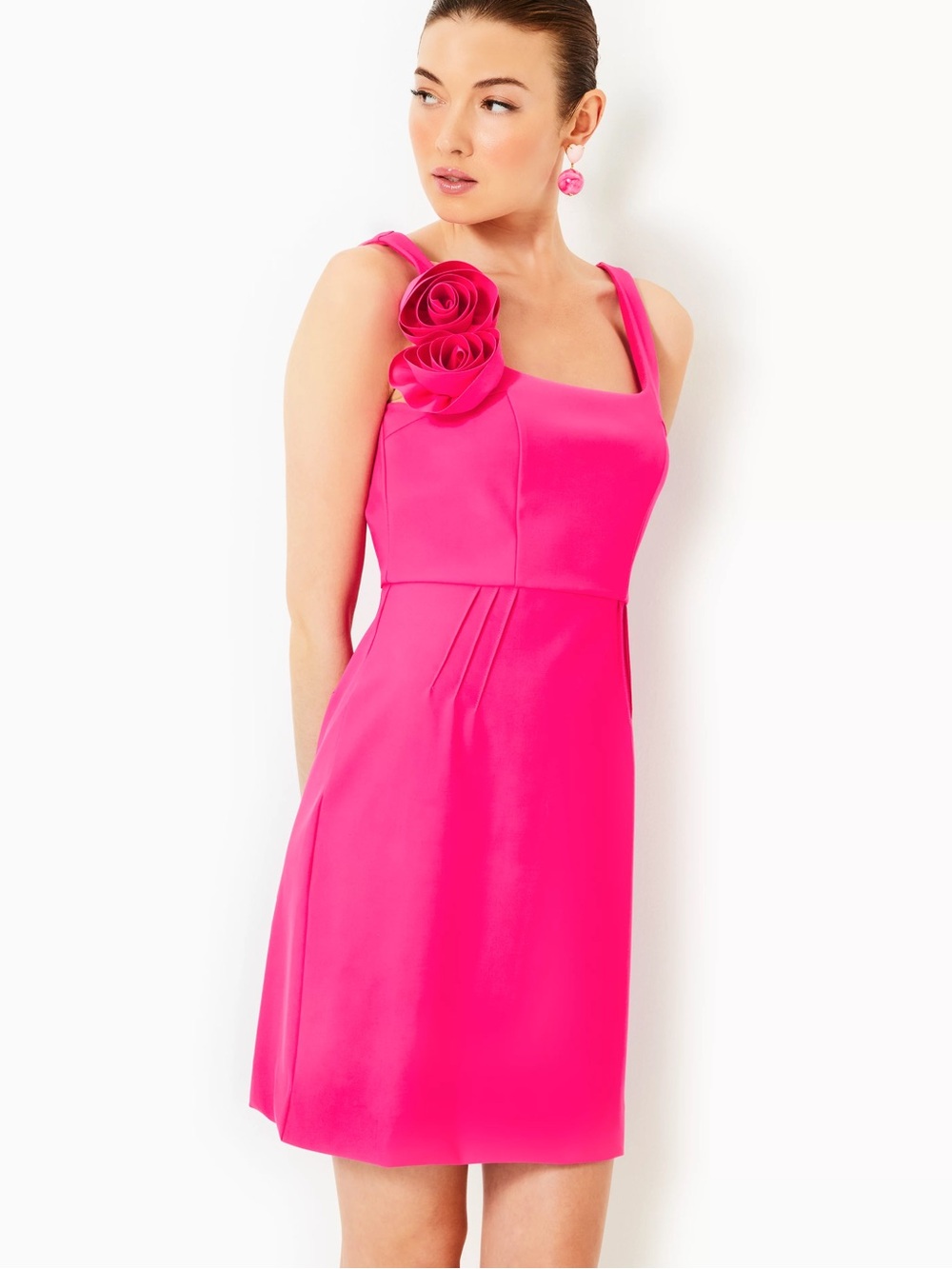 NWT Lilly Pulitzer Jade Dress Passion Fruit Pink Rose-Shoulder Mini Dress